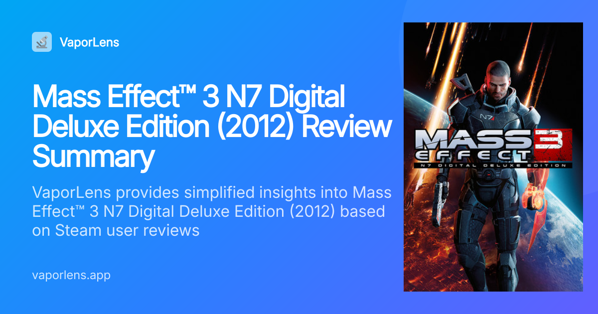 Mass Effect™ 3 N7 Digital Deluxe Edition (2012) Review & Worth It ...