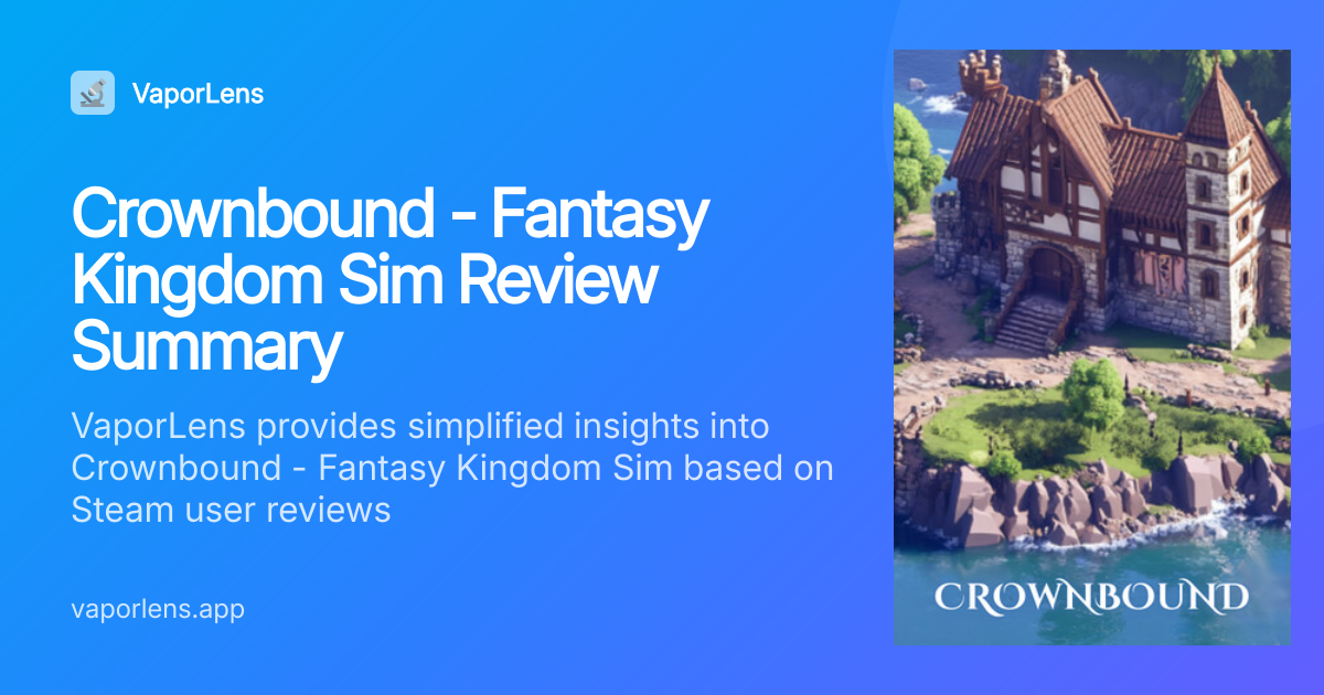 Crownbound - Fantasy Kingdom Sim: 45% positive sentiment | VaporLens